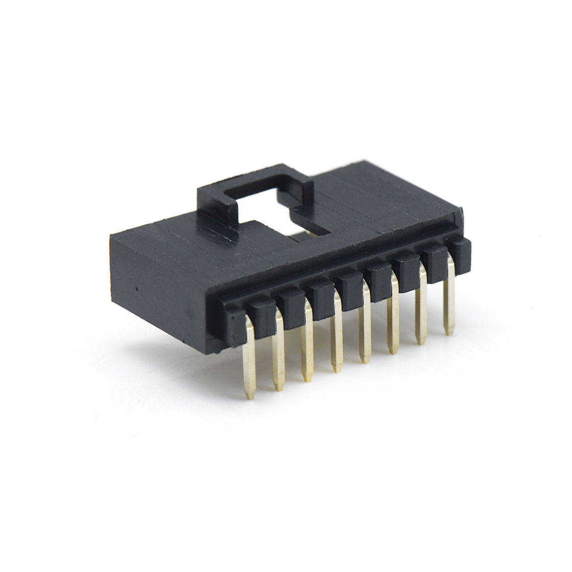 Pitch 2.54mm 90°DIP 卧插带扣 Wafer LCP 8Pin 黑色 镀全金15u"