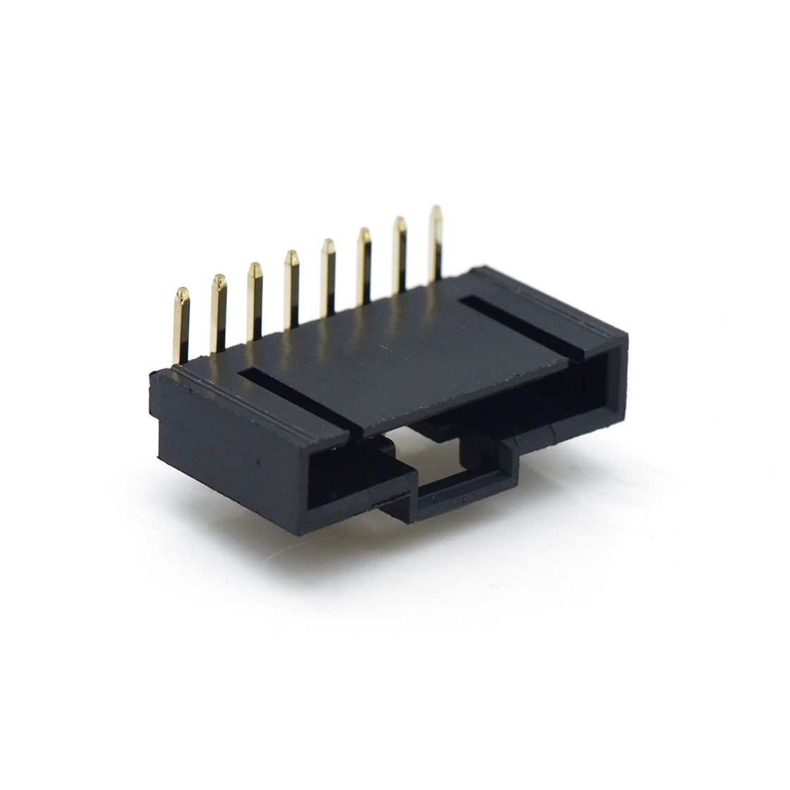 Pitch 2.54mm 90°DIP 卧插带扣 Wafer LCP 8Pin 黑色 镀全金15u"
