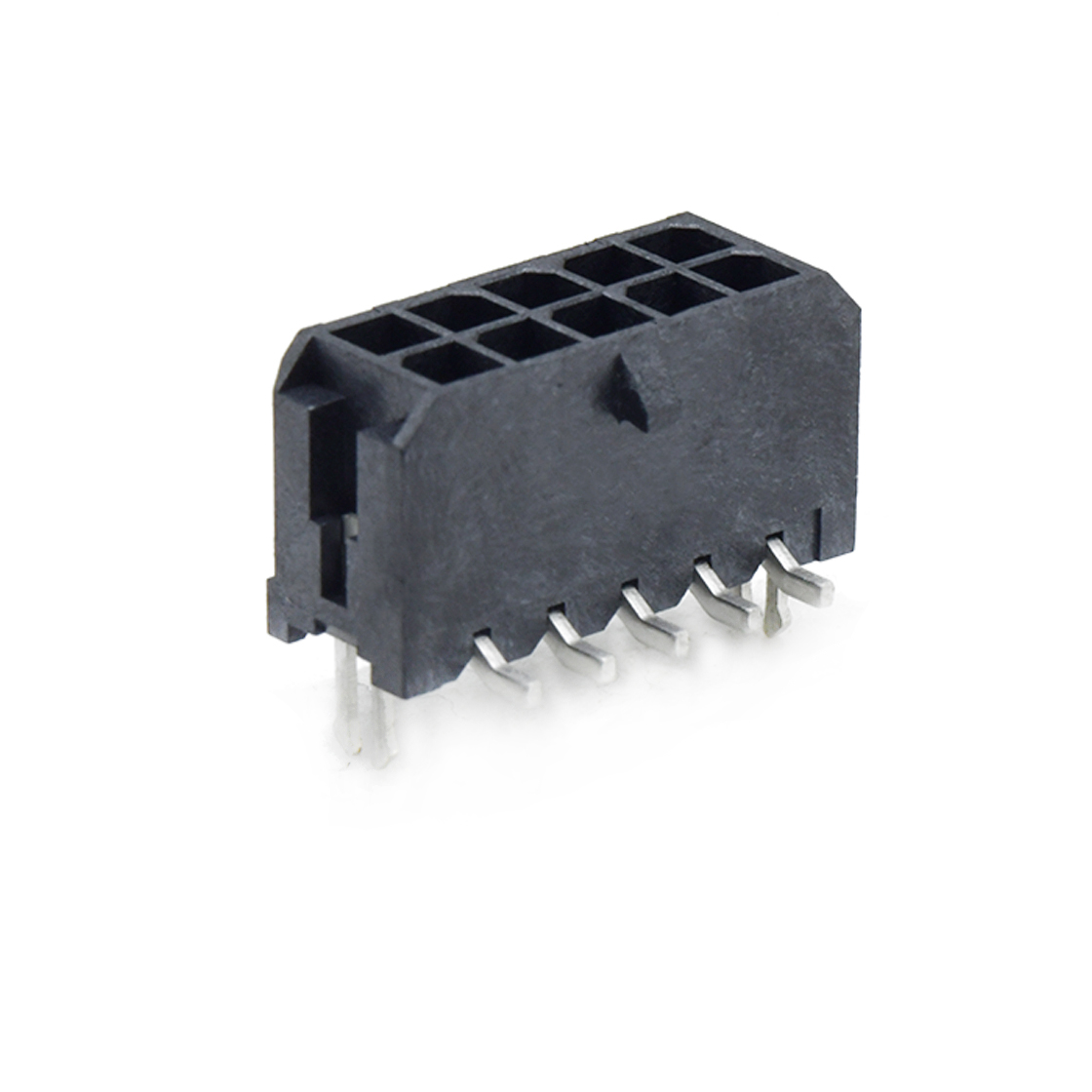 Pitch 3.00mm 180º双排立贴带鱼叉加吸取盖 Wafer 2X5pin 黑色 镀雾锡