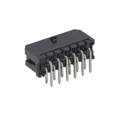 Pitch 3.00mm 90º双排带塑胶定位柱DIP型 Wafer 2X6pin 黑色 镀亮锡