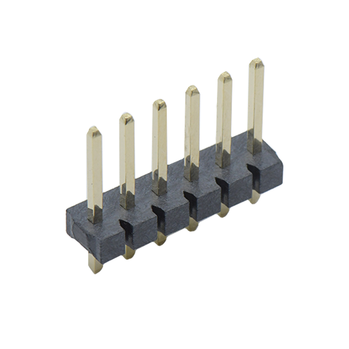 Pitch 3.96mm 180° 单排 DIP 排针 6Pin 黑色 LCP 镀雾锡