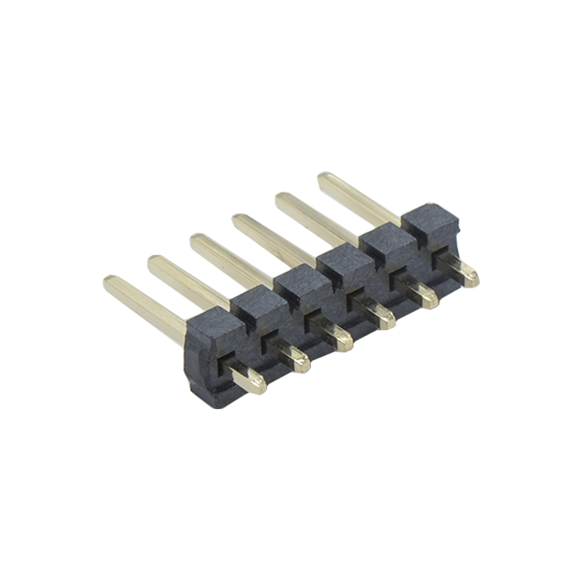 Pitch 3.96mm 180° 单排 DIP 排针 6Pin 黑色 LCP 镀雾锡
