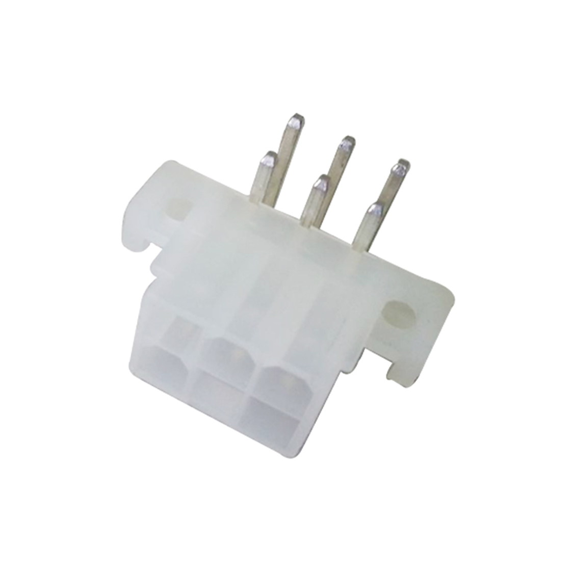 Pitch 4.2mm 双排 90°DIP Wafer 带螺丝孔单卡点 实心针 6Pin PA66,94V-2 本色 亮锡