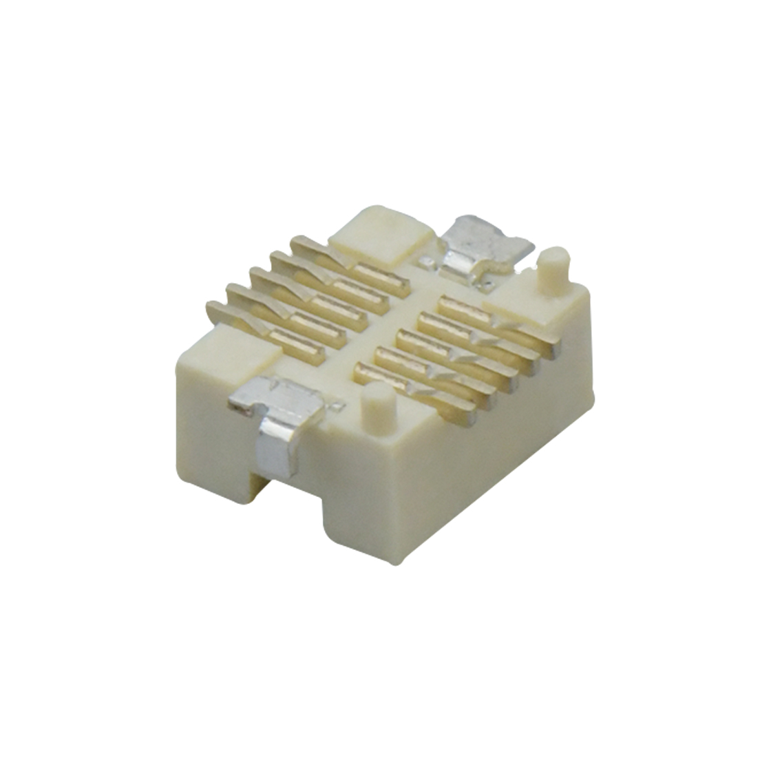 Board to Board Pitch0.5mm H2.1mm 双排立贴带柱带接地片母座 10Pin 本色 镀全金Gold flash