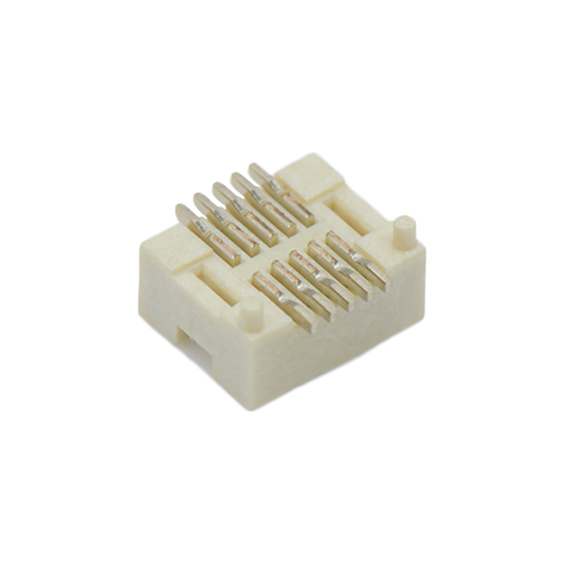 Board to Board Pitch0.5mm H2.1mm 双排立贴带柱母座 10Pin 白色 镀全金Gold flash
