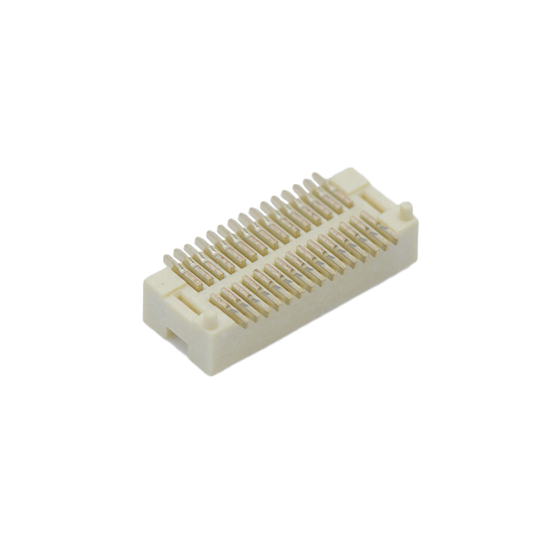 Board to Board Pitch0.5mm H2.1mm 双排立贴带柱母座 30Pin 白色 镀全金Gold flash
