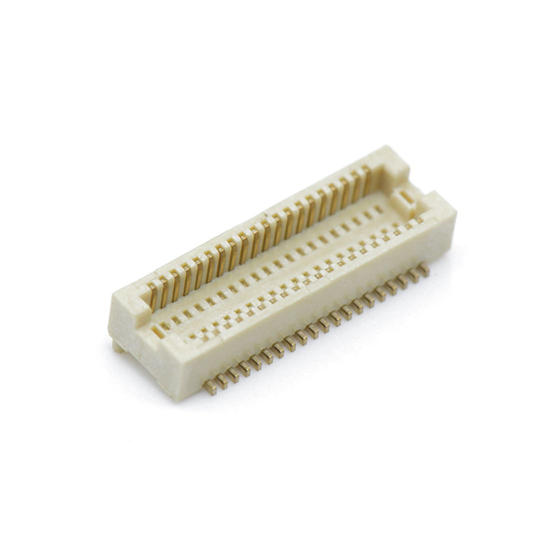 Board to Board Pitch0.5mm H2.1mm 双排立贴带柱母座 40Pin 白色 镀全金Gold flash