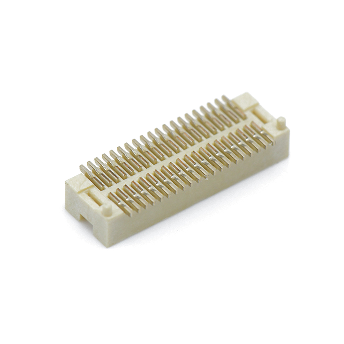 Board to Board Pitch0.5mm H2.1mm 双排立贴带柱母座 40Pin 白色 镀全金Gold flash