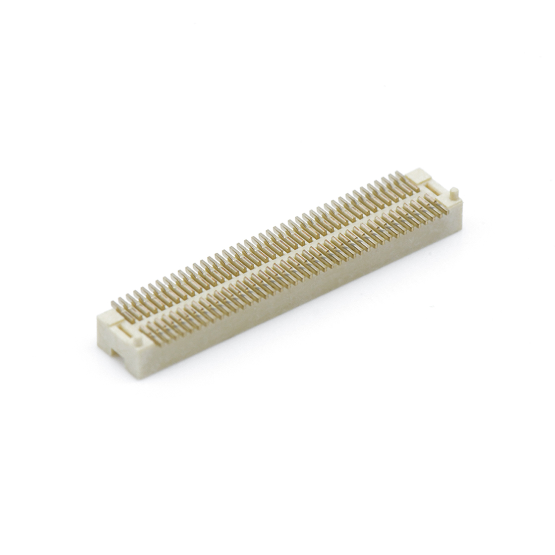 Board to Board Pitch0.5mm H2.1mm 双排立贴带柱母座 80Pin 白色 镀全金Gold flash