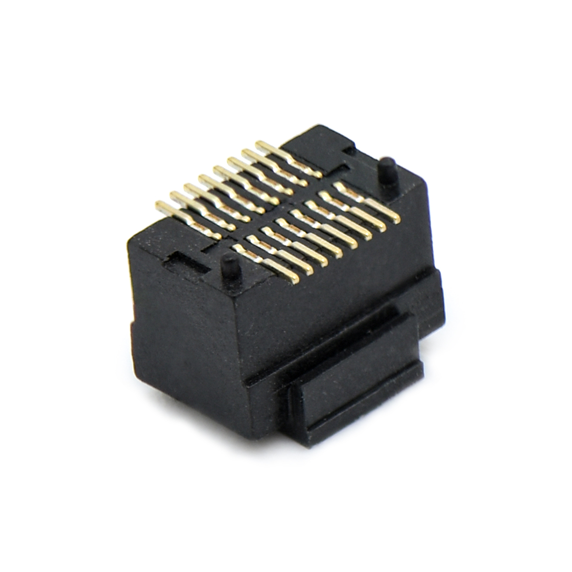 Board to Board Pitch0.5 H4.0mm双槽双排 SMT型母座 16Pin 黑色 Gold flash