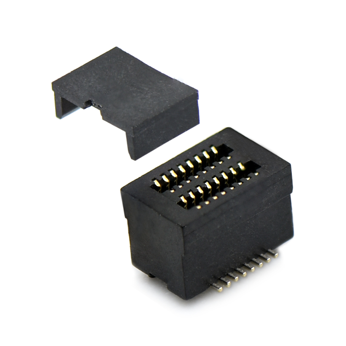 Board to Board Pitch0.5 H4.0mm双槽双排 SMT型母座 16Pin 黑色 Gold flash