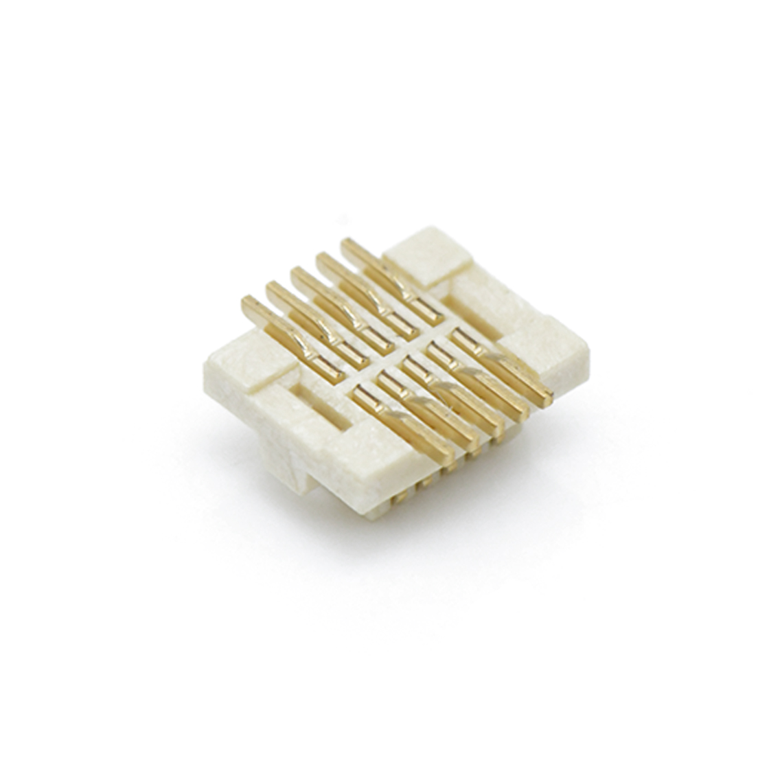 Board to Board Pitch0.5mm H2.1mm 双排立贴带柱公座 10Pin 白色 镀全金Gold flash