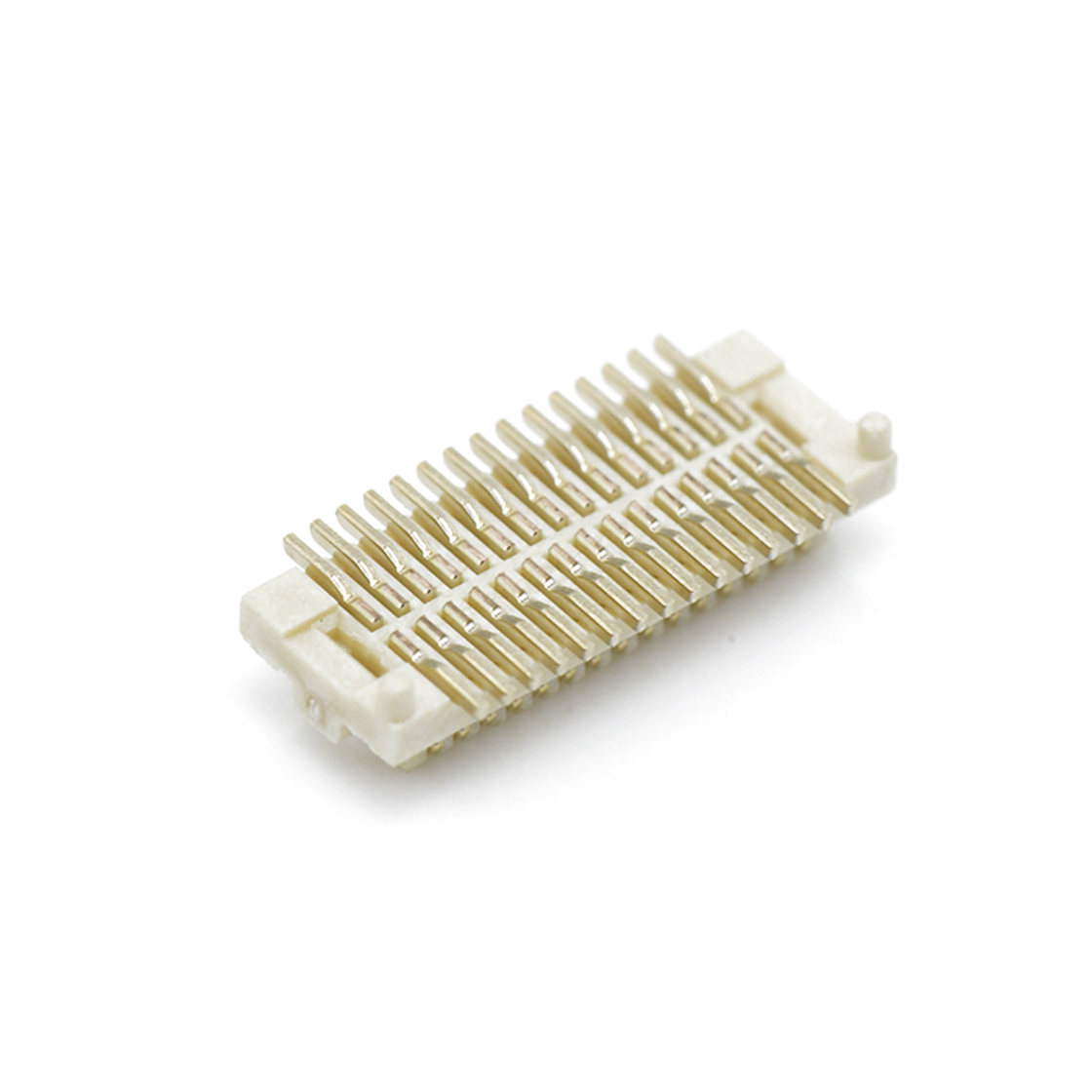 Board to Board Pitch0.5mm H2.1mm 双排立贴带柱公座 30Pin 白色 镀全金Gold flash