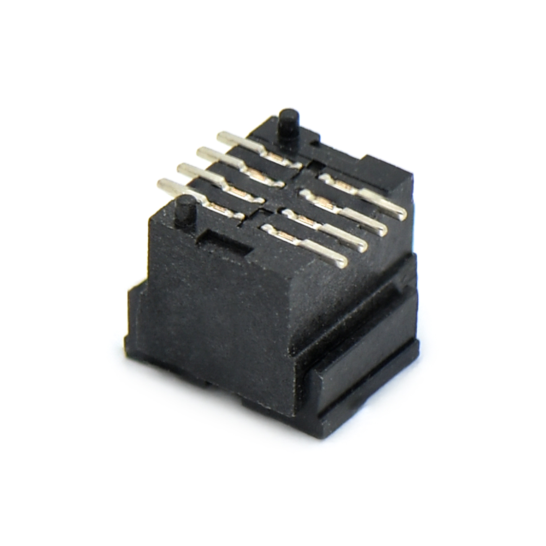 Board to Board Pitch0.8 双槽 H4.0 双排SMT型带柱母座 8Pin 黑色 Gold flash