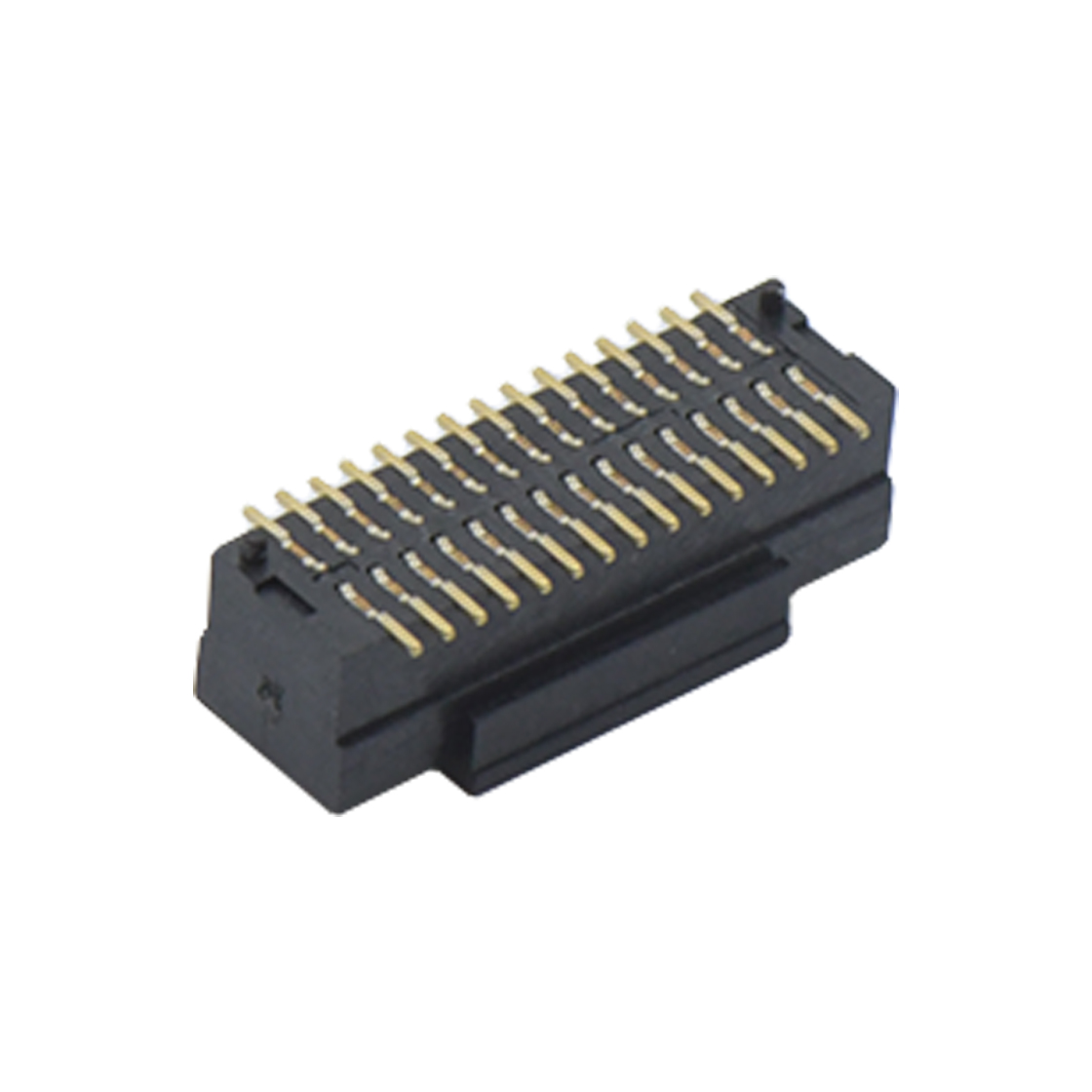 Board to Board Pitch0.8 双槽 H4.0 双排SMT型带柱母座 30Pin 黑色 Gold flash