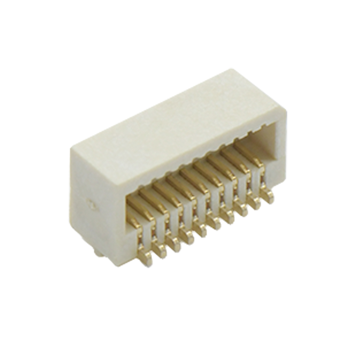 Board to Board 0.80mm H5.1mm单槽双排侧插带柱 SMT型母座 20pin 米黄色 镀全金G/F