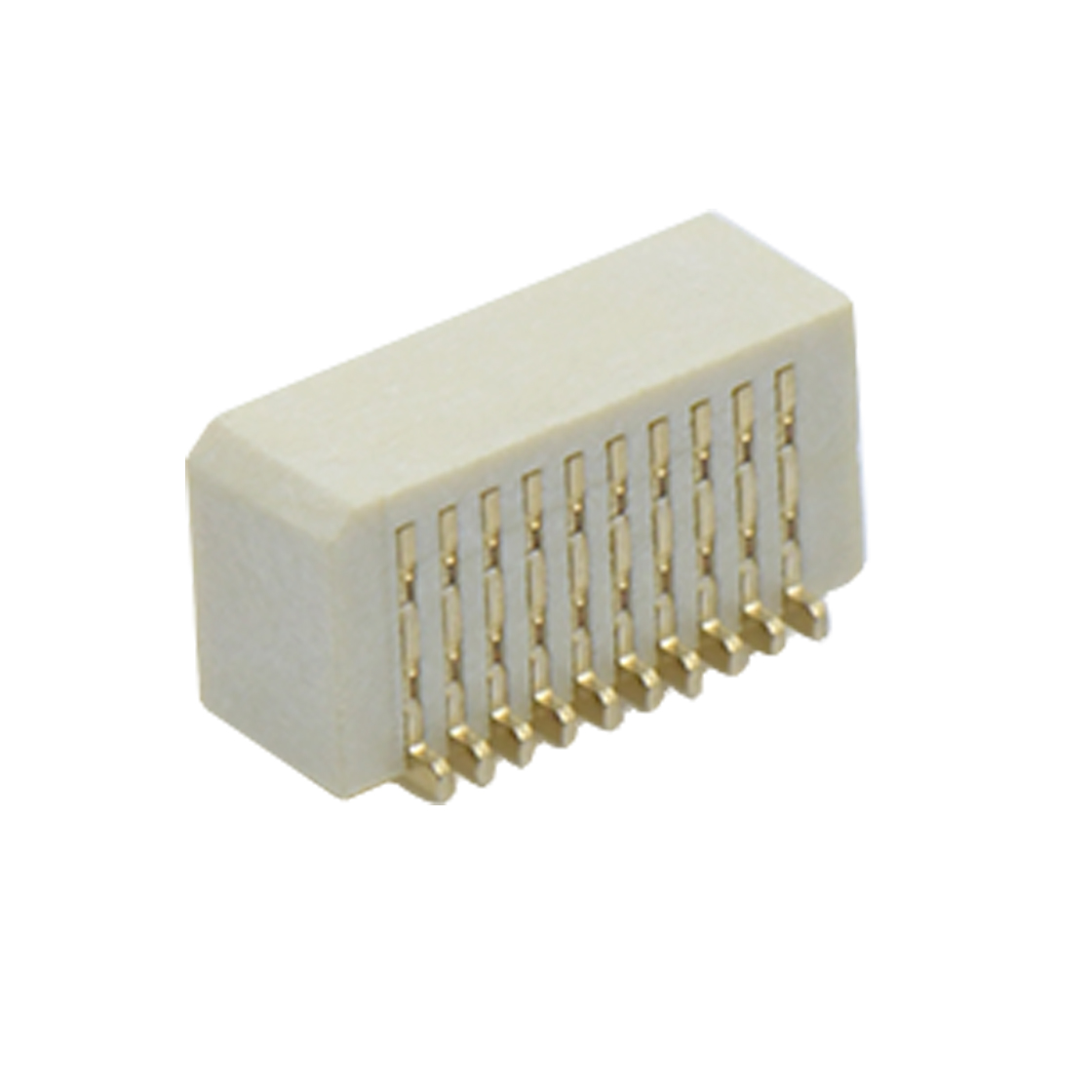 Board to Board 0.80mm H5.1mm单槽双排侧插带柱 SMT型母座 20pin 米黄色 镀全金G/F