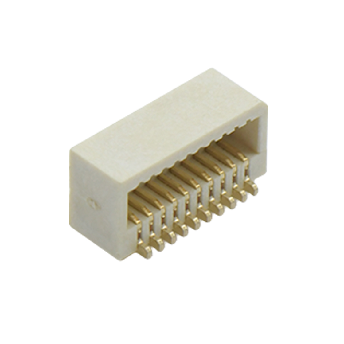 Board to Board 0.80mm H5.1mm单槽双排侧插带柱 SMT型母座 20pin 米黄色 镀全金G/F