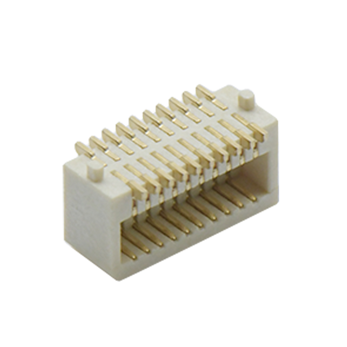 Board to Board 0.80mm H5.1mm单槽双排侧插带柱 SMT型母座 20pin 米黄色 镀全金G/F