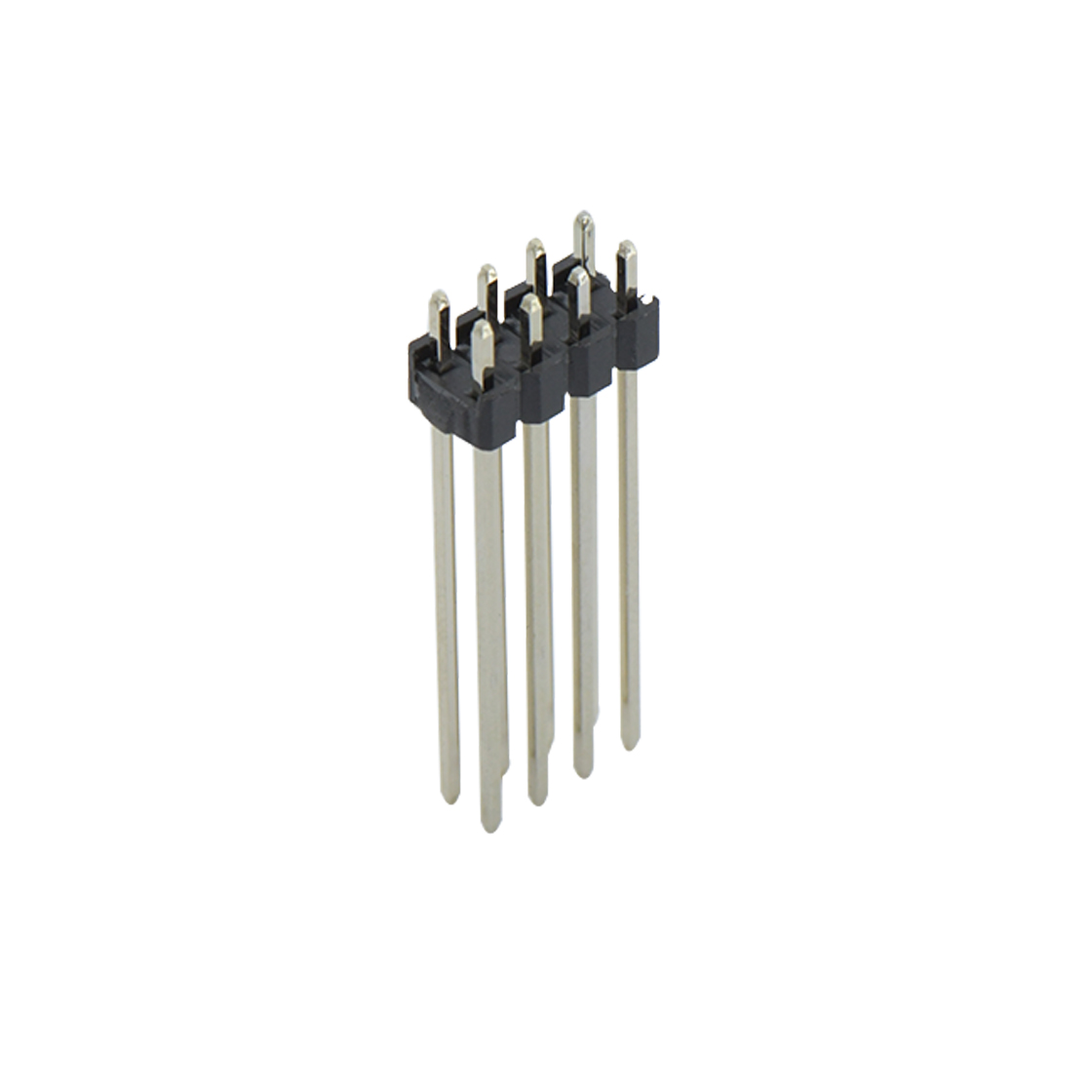 Pitch 2.00mm 180° 双排 DIP 单塑排针 L=12.6 2X04Pin 黑色 镀全金G/F