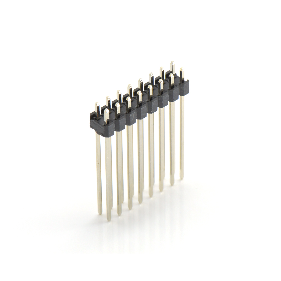Pitch 2.00mm 180° 双排 DIP 单塑排针 L=12.6 2X08Pin 黑色 镀全金G/F