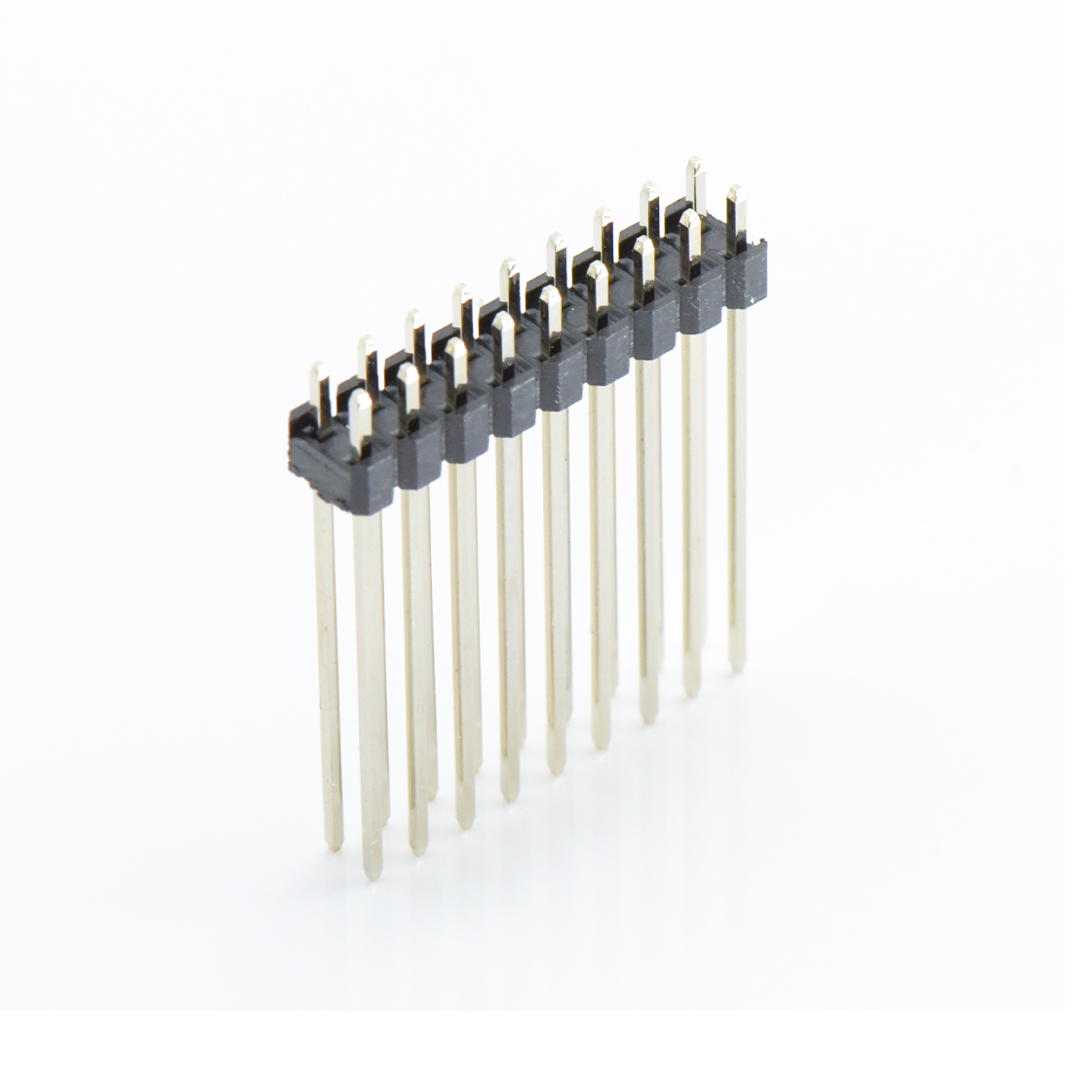 Pitch 2.00mm 180° 双排 DIP 单塑排针 L=12.6 2X09Pin 黑色 镀全金G/F