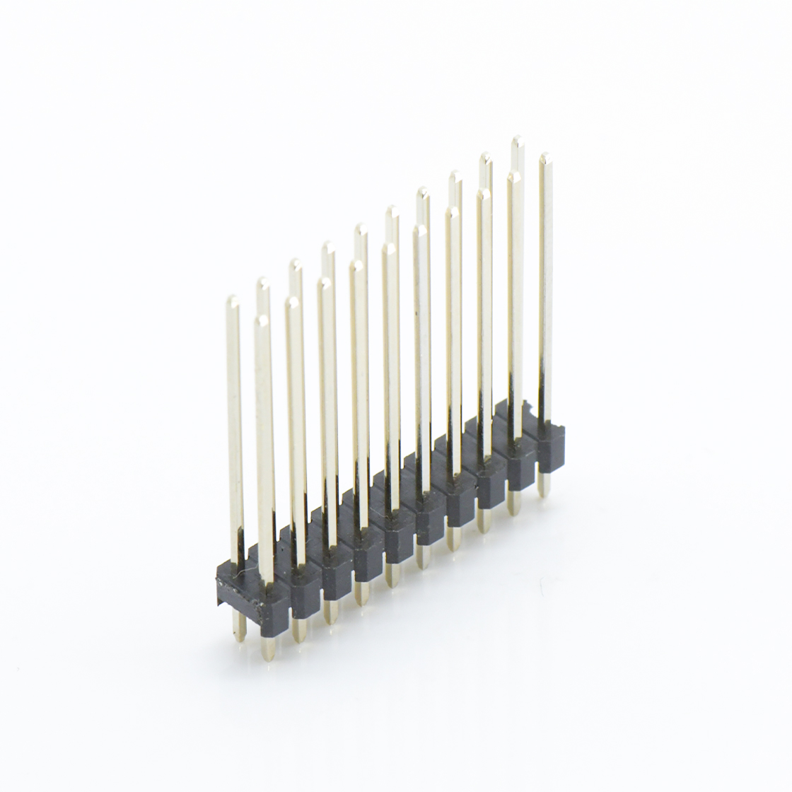 Pitch 2.00mm 180° 双排 DIP 单塑排针 L=12.6 2X10Pin 黑色 镀全金G/F