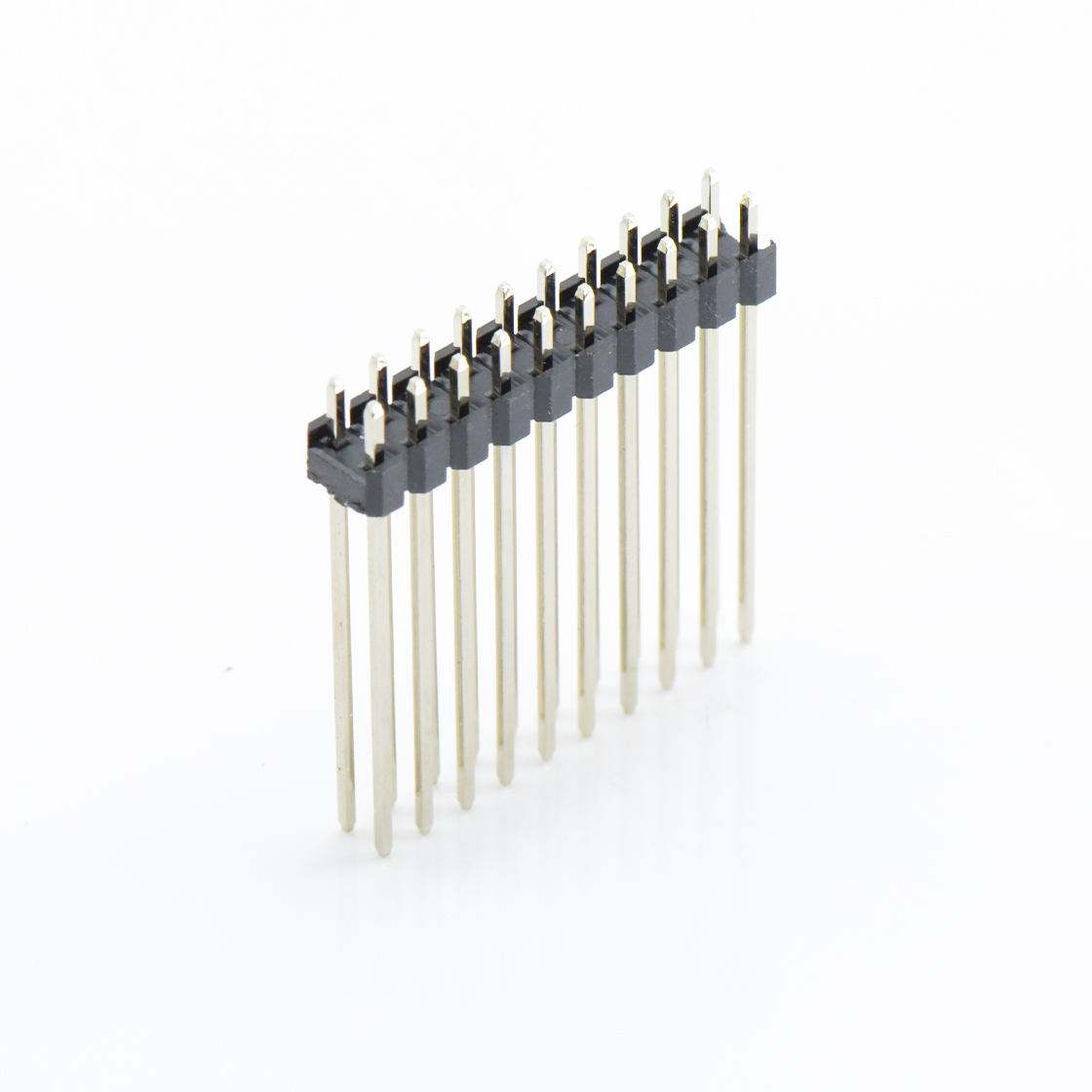 Pitch 2.00mm 180° 双排 DIP 单塑排针 L=12.6 2X10Pin 黑色 镀全金G/F