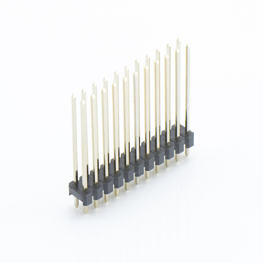 Pitch 2.00mm 180° 双排 DIP 单塑排针 L=12.6 2X11Pin 黑色 镀全金G/F