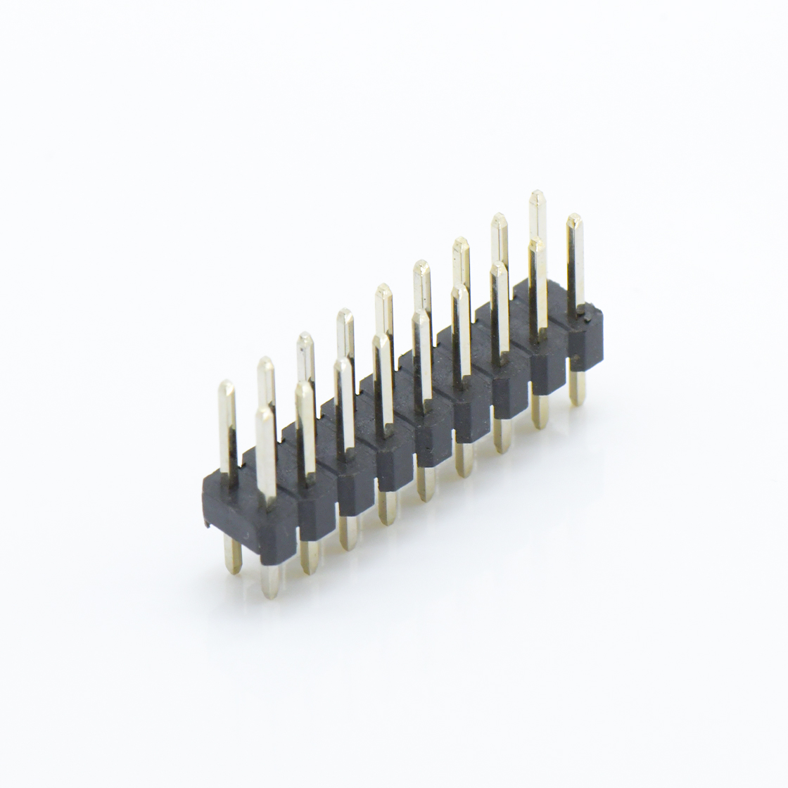Pitch 2.00mm 180° 双排 DIP 单塑排针 L=8.1 2X09Pin 黑色 镀全金G/F