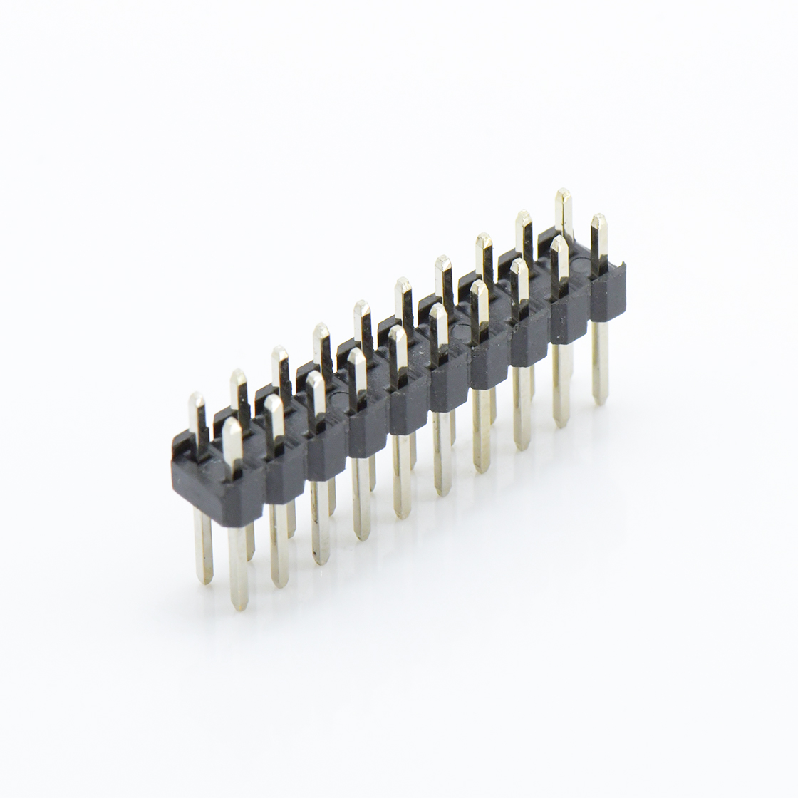 Pitch 2.00mm 180° 双排 DIP 单塑排针 L=8.1 2X10Pin 黑色 镀全金G/F