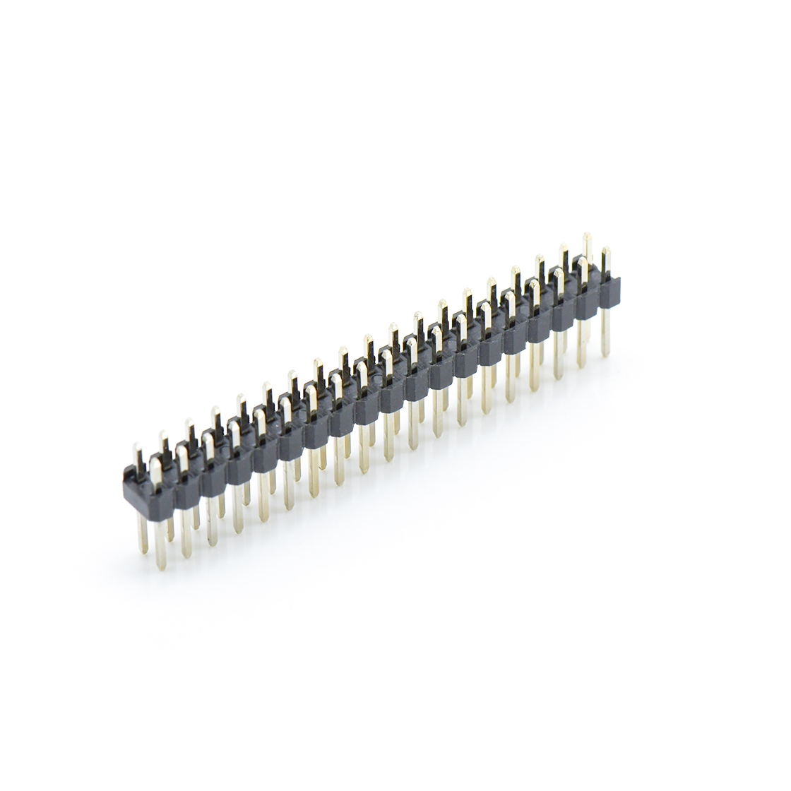 Pitch 2.00mm 180° 双排 DIP 单塑排针 L=8.1 2X19Pin 黑色 镀全金G/F