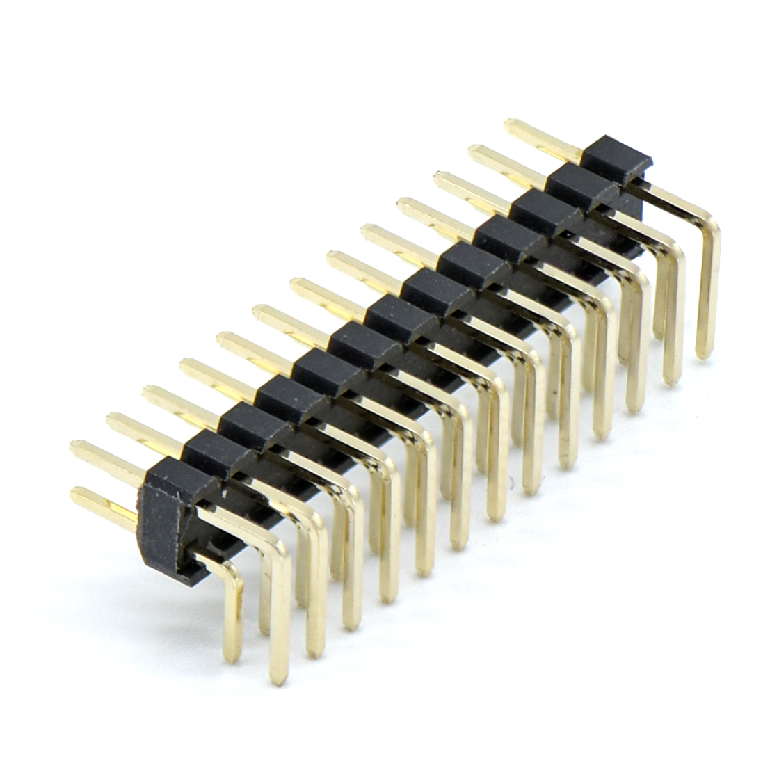 Pitch 2.00mm 90º 双排 DIP 单塑排针 2X13Pin 黑色 镀全金G/F HF