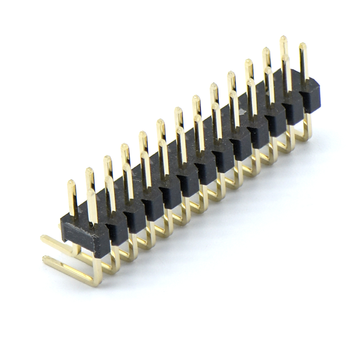 Pitch 2.00mm 90º 双排 DIP 单塑排针 2X13Pin 黑色 镀全金G/F HF