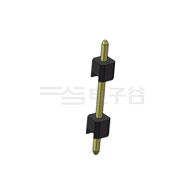 Pitch 2.54mm 180° 单排 DIP 雙塑排针 （3/11/3）L=17MM 1X01Pin PA6T，94V-0 黑色 Brass 镀全金G/F