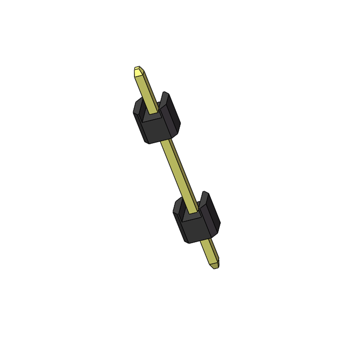 Pitch 2.54mm 180° 单排 DIP 雙塑排针 （3/11/3）L=17MM 1X01Pin PA6T，94V-0 黑色 Brass 镀全金G/F