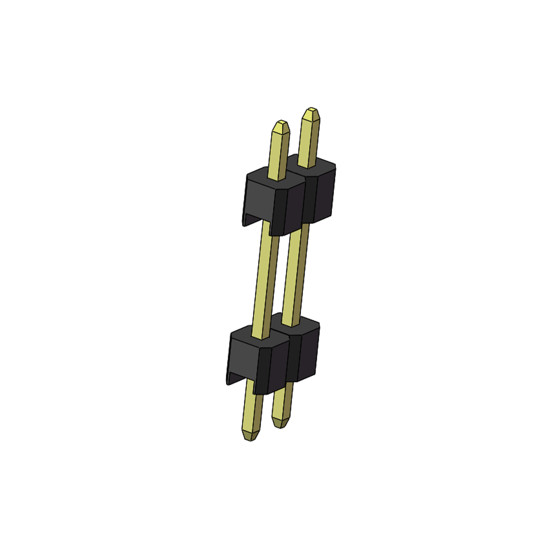Pitch 2.54mm 180° 单排 DIP 雙塑排针 （3/11/3）L=17MM 1X02Pin PA6T，94V-0 黑色 Brass 镀全金G/F