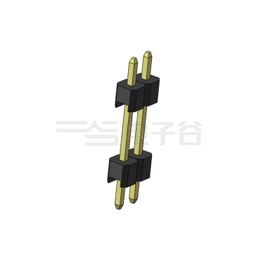 Pitch 2.54mm 180° 单排 DIP 雙塑排针 （3/11/3）L=17MM 1X02Pin PA6T，94V-0 黑色 Brass 镀全金G/F