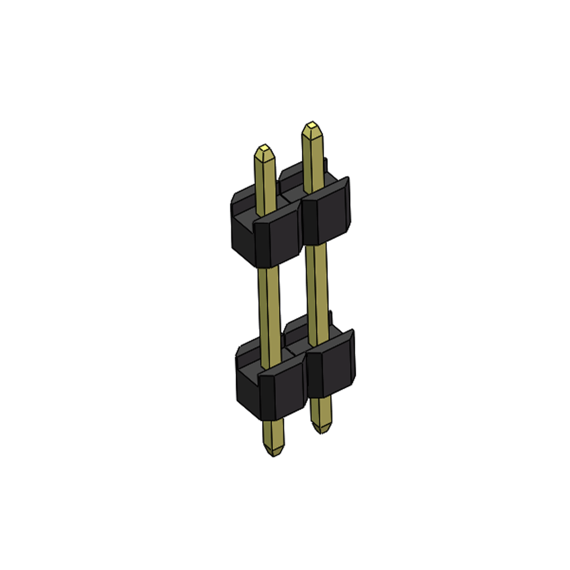 Pitch 2.54mm 180° 单排 DIP 雙塑排针 （3/11/3）L=17MM 1X02Pin PA6T，94V-0 黑色 Brass 镀全金G/F