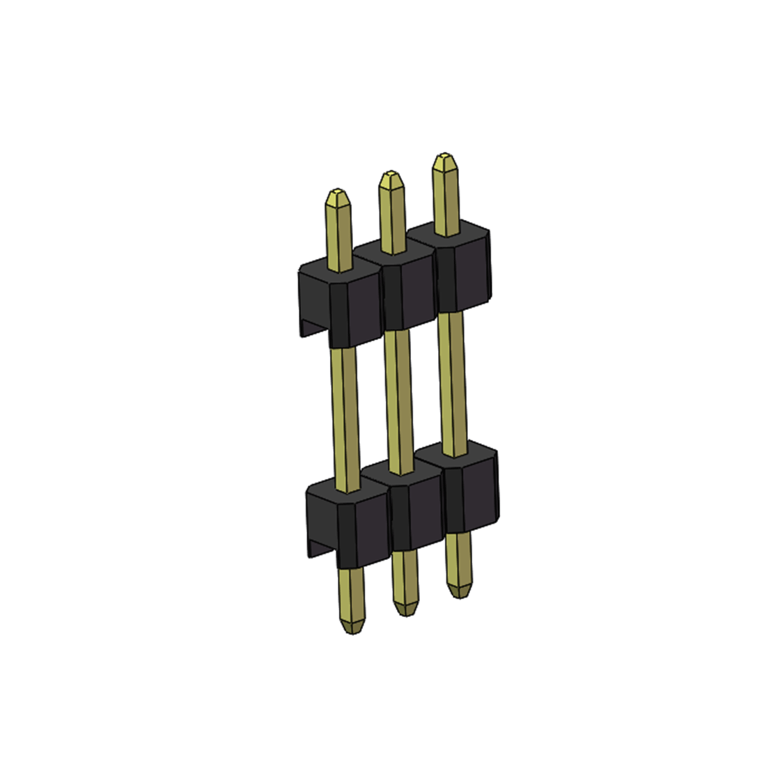 Pitch 2.54mm 180° 单排 DIP 雙塑排针 （3/11/3）L=17MM 1X03Pin PA6T，94V-0 黑色 Brass 镀全金G/F