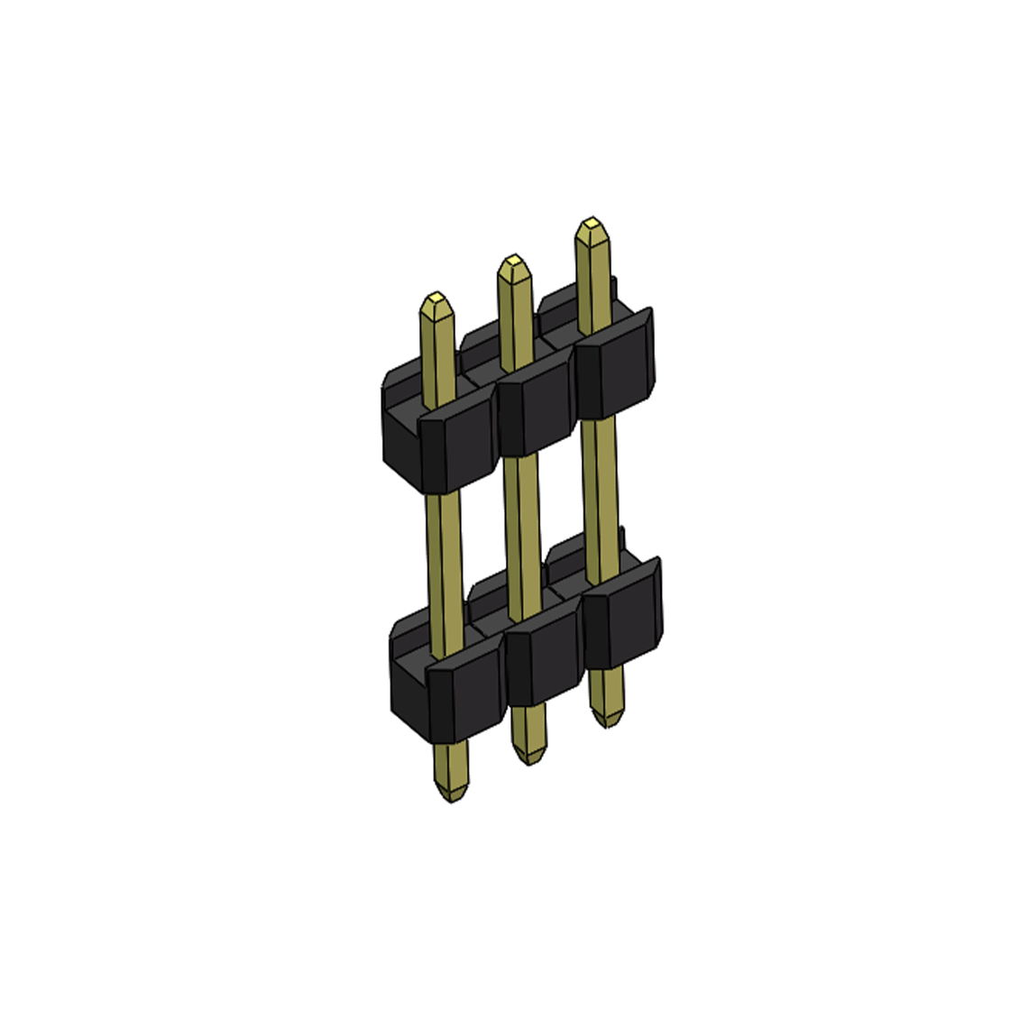 Pitch 2.54mm 180° 单排 DIP 雙塑排针 （3/11/3）L=17MM 1X03Pin PA6T，94V-0 黑色 Brass 镀全金G/F