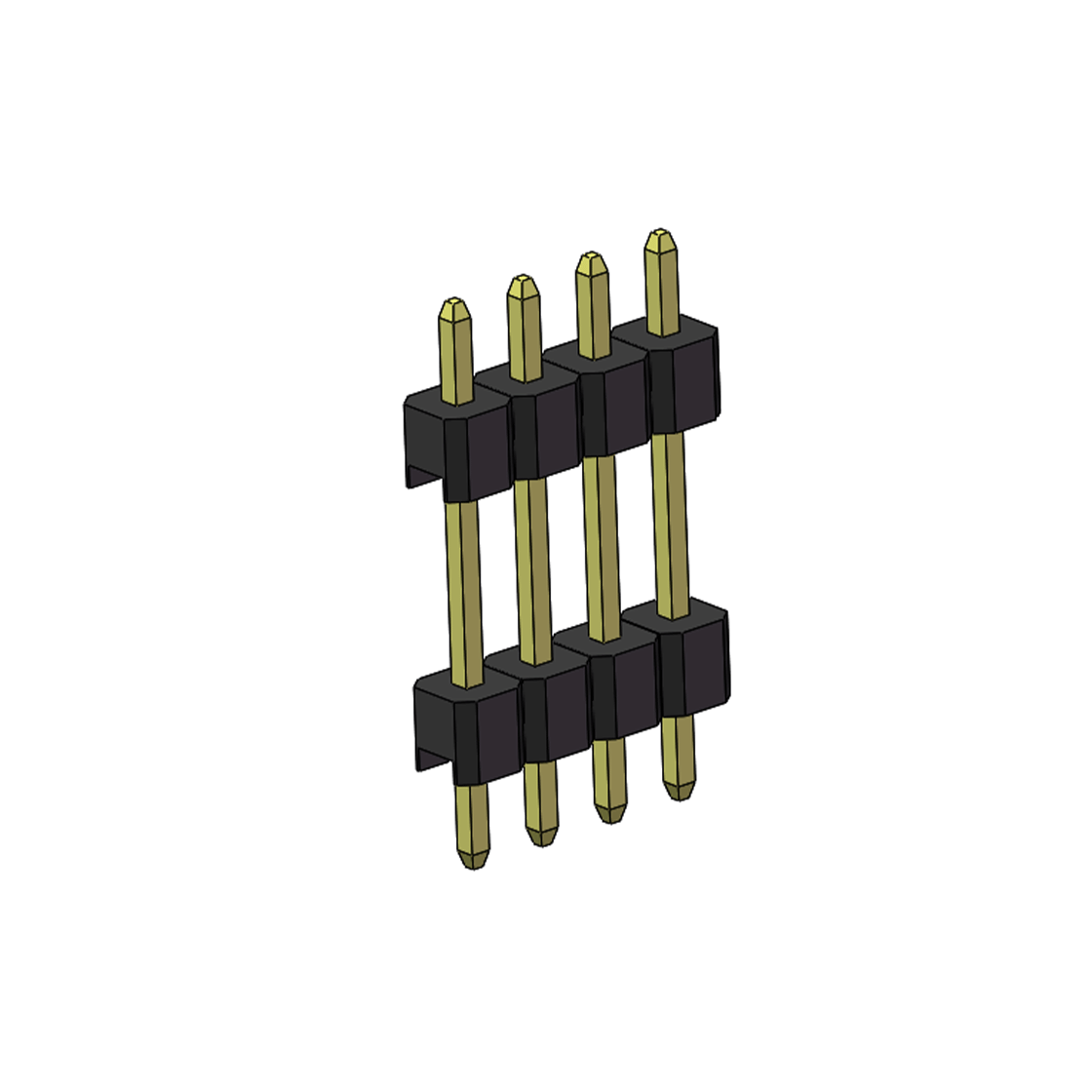 Pitch 2.54mm 180° 单排 DIP 雙塑排针 （3/11/3）L=17MM 1X04Pin PA6T，94V-0 黑色 Brass 镀全金G/F