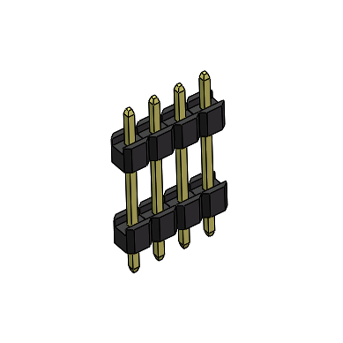 Pitch 2.54mm 180° 单排 DIP 雙塑排针 （3/11/3）L=17MM 1X04Pin PA6T，94V-0 黑色 Brass 镀全金G/F