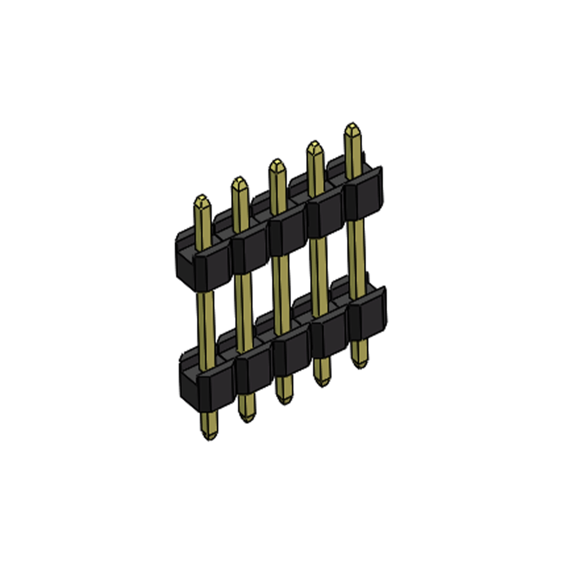 Pitch 2.54mm 180° 单排 DIP 雙塑排针 （3/11/3）L=17MM 1X05Pin PA6T，94V-0 黑色 Brass 镀全金G/F