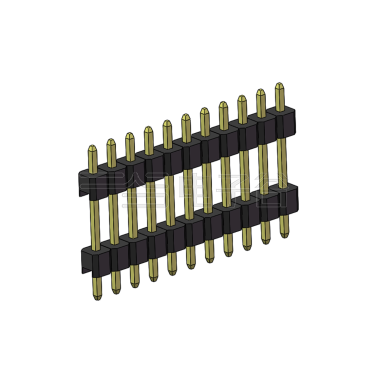 Pitch 2.54mm 180° 单排 DIP 雙塑排针 （3/11/3）L=17MM 1X11Pin PA6T，94V-0 黑色 Brass 镀全金G/F