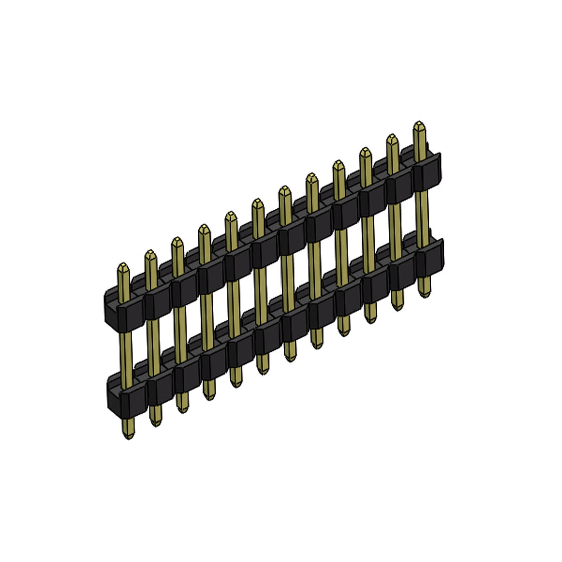 Pitch 2.54mm 180° 单排 DIP 雙塑排针 （3/11/3）L=17MM 1X12Pin PA6T，94V-0 黑色 Brass 镀全金G/F
