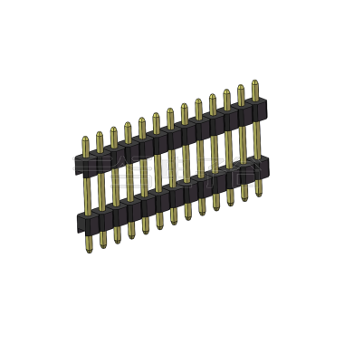 Pitch 2.54mm 180° 单排 DIP 雙塑排针 （3/11/3）L=17MM 1X13Pin PA6T，94V-0 黑色 Brass 镀全金G/F