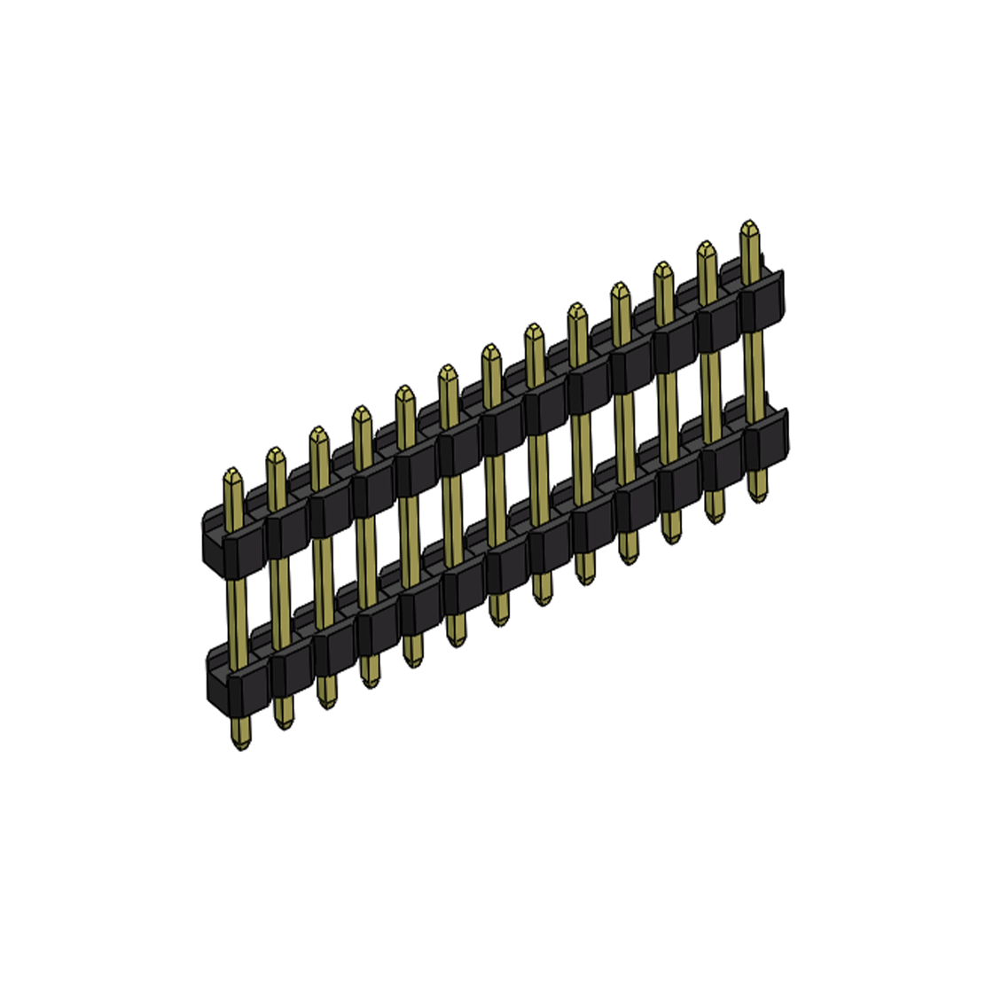 Pitch 2.54mm 180° 单排 DIP 雙塑排针 （3/11/3）L=17MM 1X13Pin PA6T，94V-0 黑色 Brass 镀全金G/F