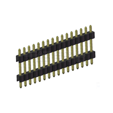Pitch 2.54mm 180° 单排 DIP 雙塑排针 （3/11/3）L=17MM 1X16Pin PA6T，94V-0 黑色 Brass 镀全金G/F