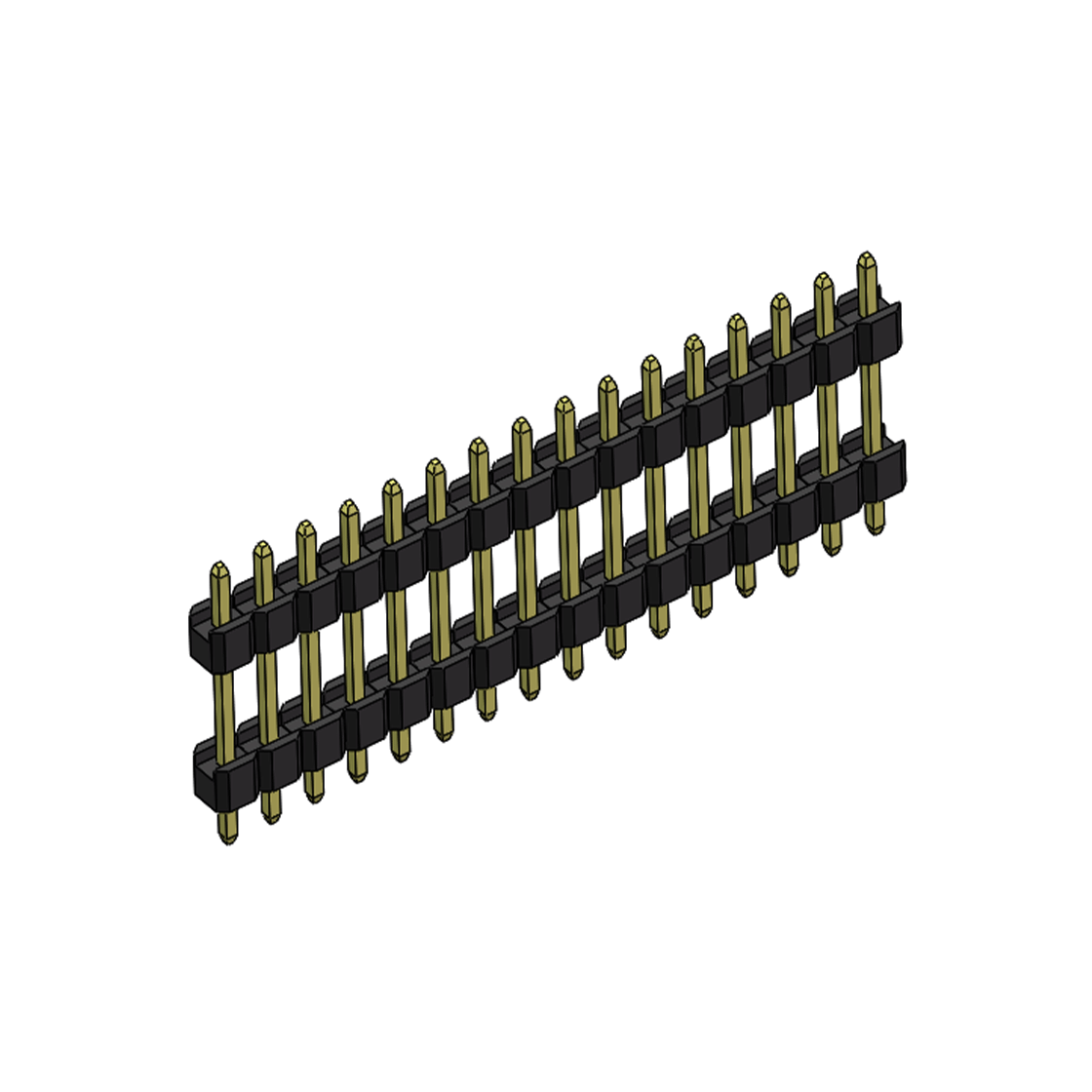 Pitch 2.54mm 180° 单排 DIP 雙塑排针 （3/11/3）L=17MM 1X16Pin PA6T，94V-0 黑色 Brass 镀全金G/F